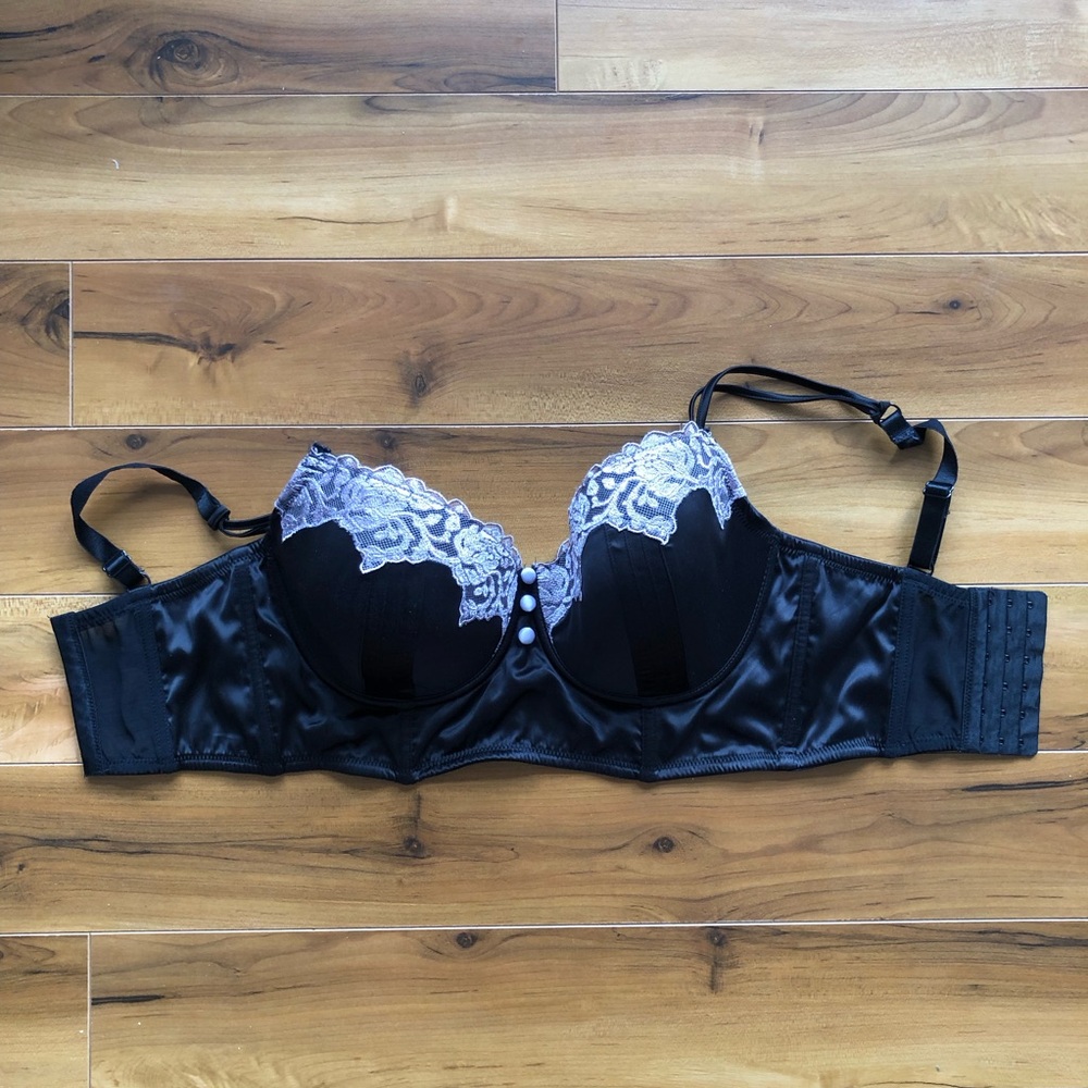 Adore Me Black and Purple Lace Bra 34G